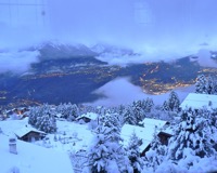 View in winter toward Rhone Valley, Sion